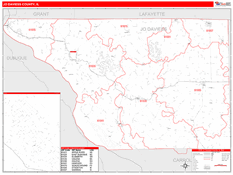 Jo Daviess County, IL Digital Map Red Line Style